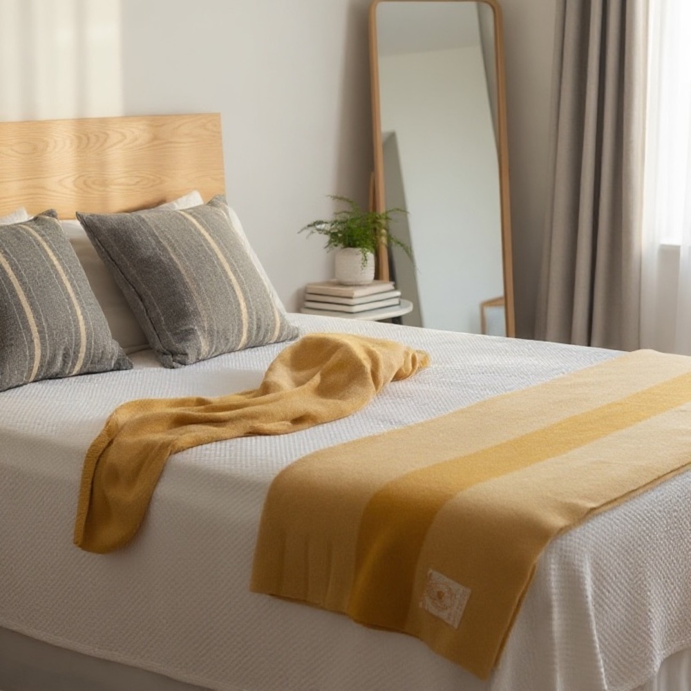 Vintage 60’s Hudson Bay 4 Point Blanket In Harvest Gold